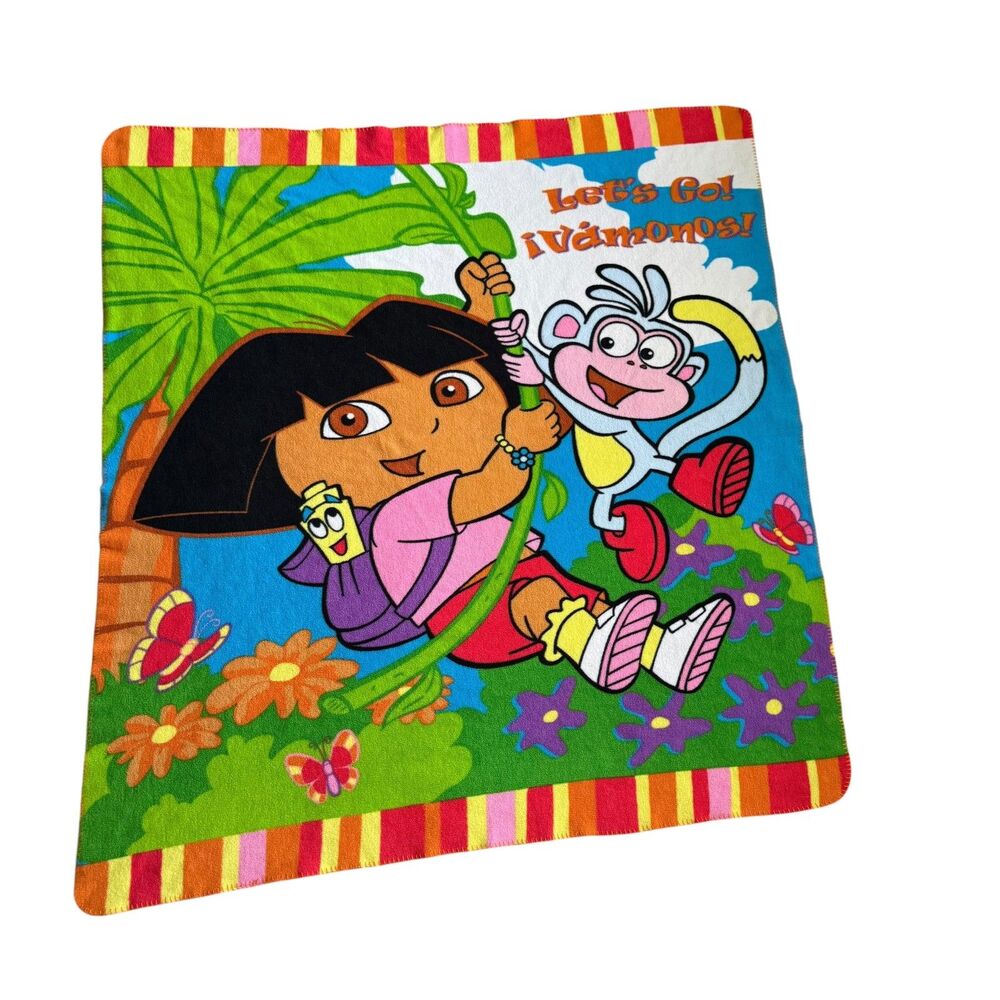 Dora The Explorer Nickelodeon Fleece Blanket VINTAGE 51"L x 49"W